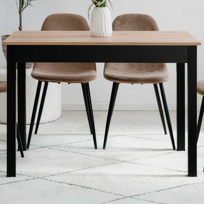 Table de cuisine Capri - 110x67x76cm - décor chêne/noir