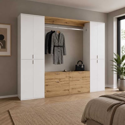 Armoire Projekt X Emob - Blanc, Artisan Oak, 212x193x34 cm