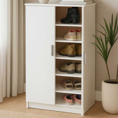 Armoire à chaussures Shelly-blanc mat