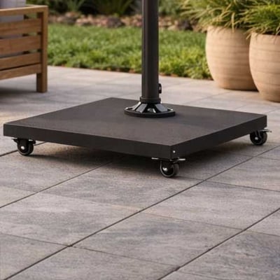 Pied de parasol Miami - avec roulettes - granit - gris foncé