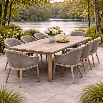 Table de jardin Tunis Gescova - Bois de teck - 210x90x75 cm - Brun