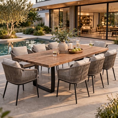 Table de jardin Fanny Gescova en teck - 300x115x75 cm - naturel