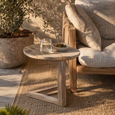 Table d'appoint Medina Gescova - Bois de teck - Ø70 x H50 cm - Brun