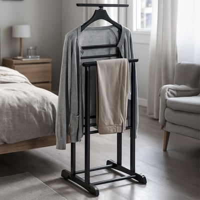 Porte-habits avec porte-pantalons | Design noir