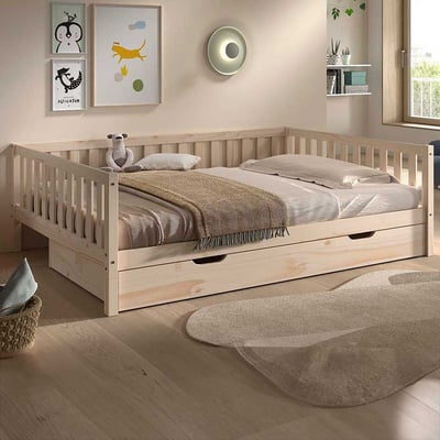 Lit banquette Dallas - 140x200cm - avec tiroir de lit - bois de pin massif