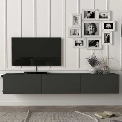 Meuble Tv Damla - 180x30x30cm - 3 portes - anthracite