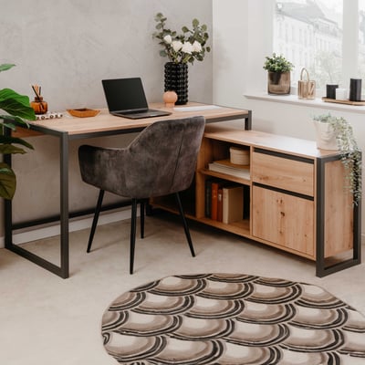 Bureau d'angle Dailana-chêne artisanal/anthracite