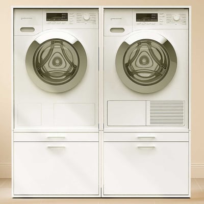 Meubles pour buanderie Linea - 133x67x142cm - 2 tiroirs - blanc