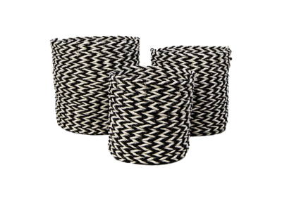 Lot de 3 paniers Marwa - noir/blanc - raphia/zostère Lot de 3 paniers Marwa - noir/blanc - raphia/zostère