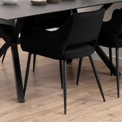 Chaise de salle à manger Dani - velours noir Chaise de salle à manger Dani - velours noir