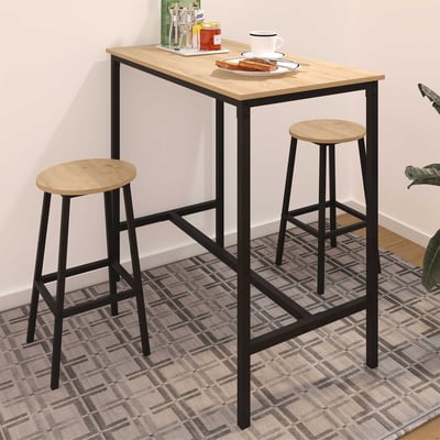 Table de bar Reinhold - avec deux tabourets - décor chêne/noir Table de bar Reinhold - avec deux tabourets - décor chêne/noir