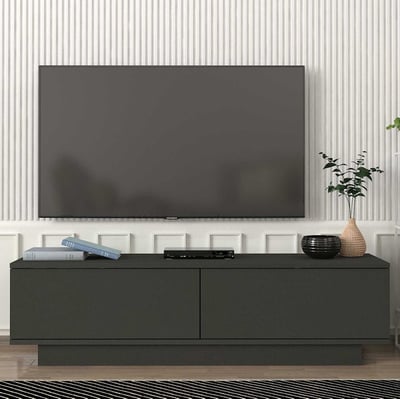 Meuble TV Elenor - 140x35x36cm - 2 portes - anthracite