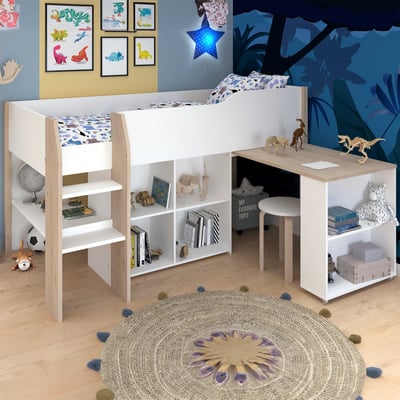 Lit combiné Moscon 90x200 - blanc/chêne 