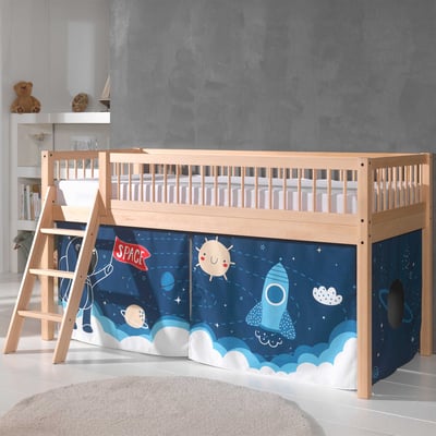 Lit mi-hauteur Forrest avec tente de lit Space Shuttle - bois de hêtre