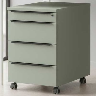 Bloc-tiroirs à roulettes Hermoso | 42 x 60 x 63 cm | Vert satiné