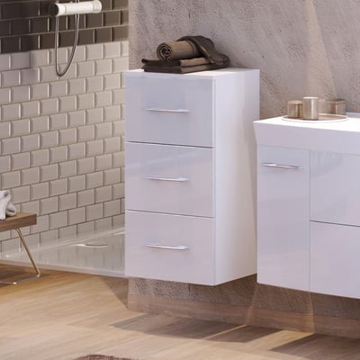 Armoire salle de bains Florent 40cm 3 tiroirs - blanc Armoire salle de bains Florent 40cm 3 tiroirs - blanc