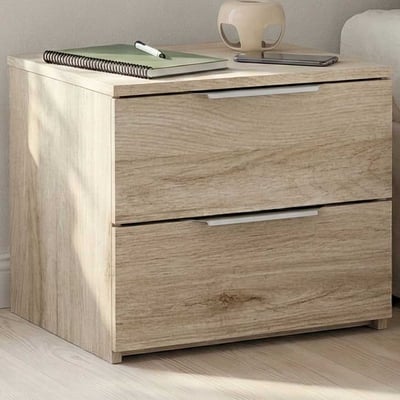 Table de chevet Spectre - 44x37x38cm - 2 tiroirs - décor chêne