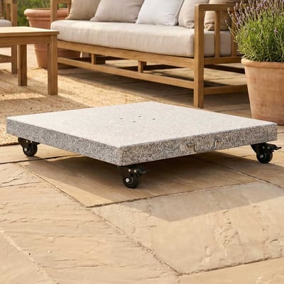 Pied de parasol Miami - avec roulettes - granit - gris clair