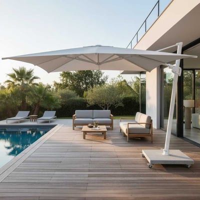 Parasol Tampa - 300x300cm - aluminium - blanc/gris