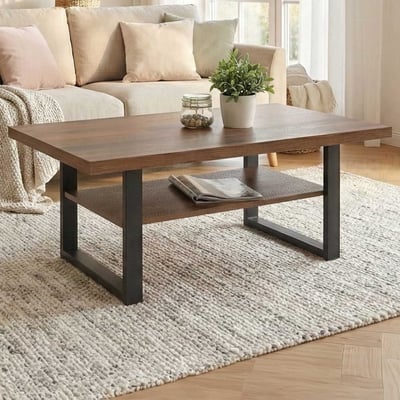 Table basse Tonja 105x69 cm-Bois ancien/noir