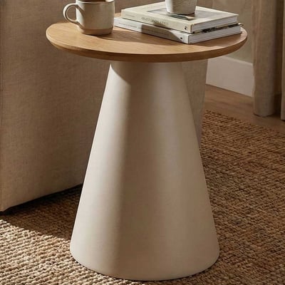 Table basse Sarina - Ø45x48cm - gris/placage de chêne