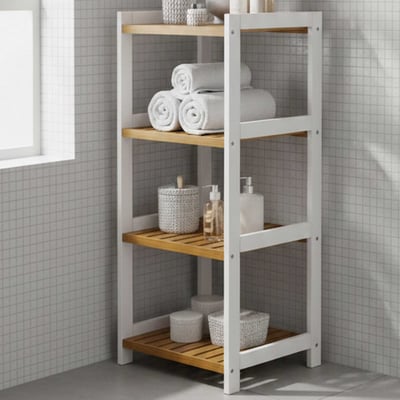 Étagère Joah - blanc/bambou