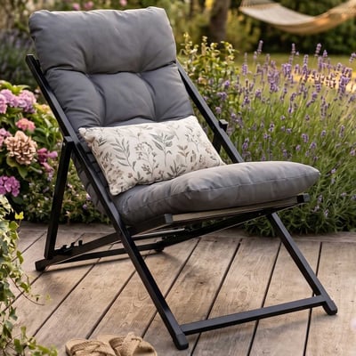 Chaise de jardin réglable Atelier del Sofa - métal et polyester - gris foncé