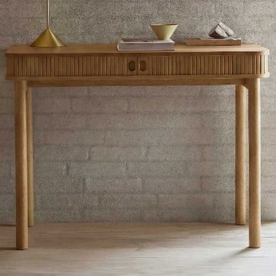 Bureau Langley - 100x50x75 cm - avec rangement - placage de chêne