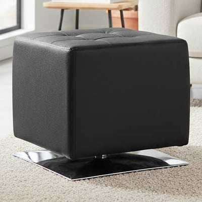 Tabouret pivotant avec base chromée | Noir | Capacité de charge 90 kg