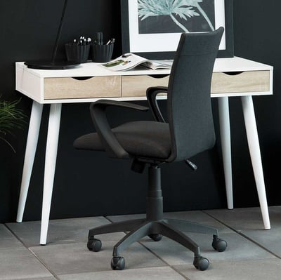 Console/bureau Jupiter 110 cm 3 tiroirs - blanc/chêne Console/bureau Jupiter 110 cm 3 tiroirs - blanc/chêne