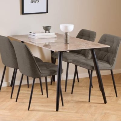 Table de salle à manger rectangulaire Wicklow - 140x80x75cm - céramique - brun