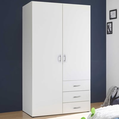 Armoire Harry - 101x51x176cm - 2 portes & 3 tiroirs - blanc