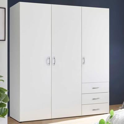 Armoire Harry - 150x51x176cm - 3 portes & 3 tiroirs - blanc