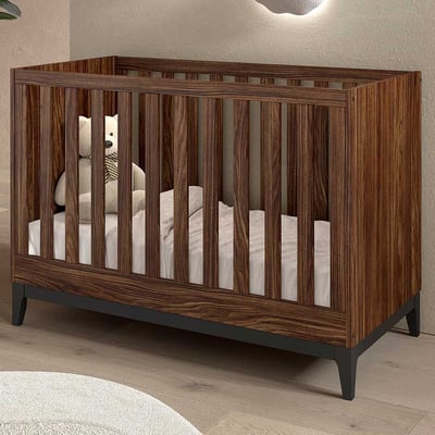 Lit bébé Ilyas - 60x120cm - hauteur réglable - noyer