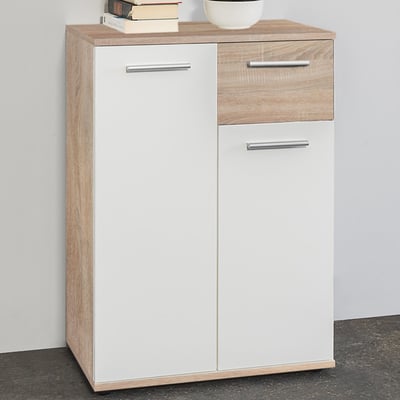 Commode Jakob 60cm 2 portes & 1 tiroir - chêne sonoma/blanc Commode Jakob 60cm 2 portes & 1 tiroir - chêne sonoma/blanc