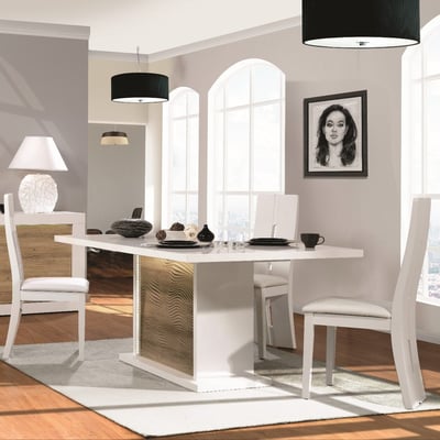 Table à manger extensible Kaia 180/225x100 - blanc brillant/chêne Table à manger extensible Kaia 180/225x100 - blanc brillant/chêne