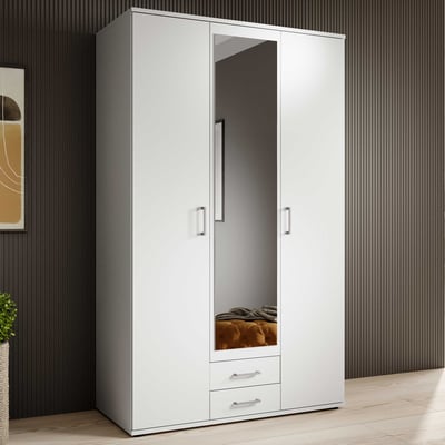 Armoire à vêtements Daniela 120cm à 3 portes & 2 tiroirs - blanc Armoire à vêtements Daniela 120cm à 3 portes & 2 tiroirs - blanc