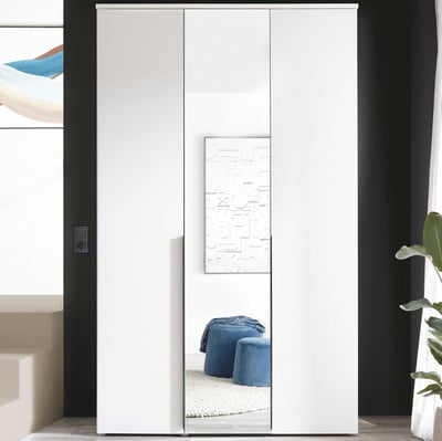 Armoire Kevo - 135x52x225cm - 3 portes - avec miroir - blanc