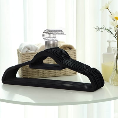 Paquet de 50 cintres en ABS noir, 45 cm de long, 24 cm de haut