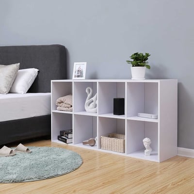 Etagère de rangement bibliothèque en bois blanc 8 cubes Etagère de rangement bibliothèque en bois blanc 8 cubes