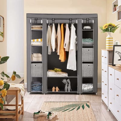 Penderie portable, placard pliable, organisateur de rangement de vêtements de grande capacité, gris Penderie portable, placard pliable, organisateur de rangement de vêtements de grande capacité, gris