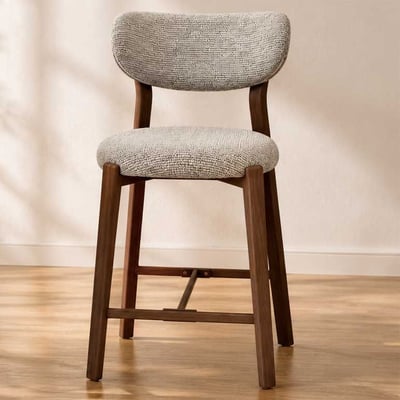 Tabouret de comptoir Luca - 53x46x96cm - métal - grège/noyer