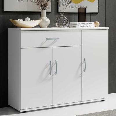 Commode Viviane 90cm avec 3 portes & 1 tiroir - blanc Commode Viviane 90cm avec 3 portes & 1 tiroir - blanc