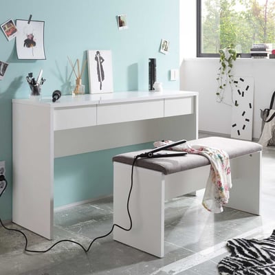 Coiffeuse Alizée 125cm 2 tiroirs & 1 porte - blanc Coiffeuse Alizée 125cm 2 tiroirs & 1 porte - blanc