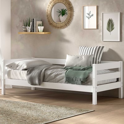 Lit banquette Maggie - 90 x 200cm - bois pin massif - blanc