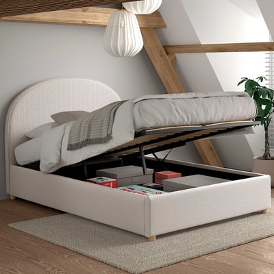 Lit double Maeva - 140x200cm - avec rangement - blanc
