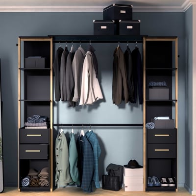 Armoire ouverte Mono - 210x42x204cm - noir/décor de chêne Armoire ouverte Mono - 210x42x204cm - noir/décor de chêne