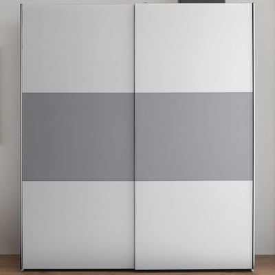 Armoire Marini - 215x59x210cm - 2 portes - blanc/gris