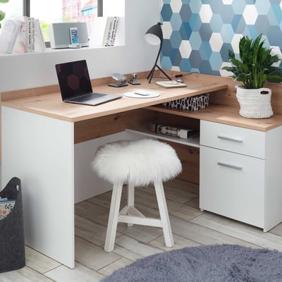 Bureau d'angle Morkov - chêne/blanc Bureau d'angle Morkov - chêne/blanc