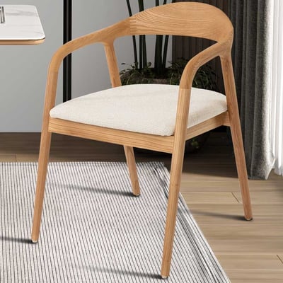 Chaise de salle à manger Claire - 57x66x74cm - tissu beige/bois de frêne